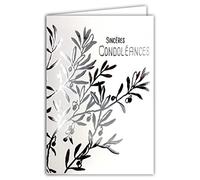 Afie 64-1041 Sincere Sympathy Card Olive Branch Tree Leaves Symbol Peace Wisdom Eternity Silver