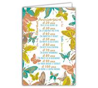 Afie 65-1227 Happy Birthday Card Beautiful Day Butterflies Large Text Ages 20 30 40 50 60 70 80 90 100 Years Gold Plated Made in France