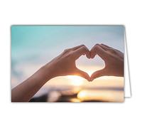 Afie 68-4014 White Inner Card with Envelope - Hand Shaped Heart Sun I Think of You I Love You Love Congratulations PACS Wedding Friendship Best Friends Happy Party Mum Grandma Valentine's Day