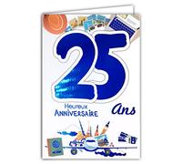 Afie 69-2127 25th Birthday Card for Young Men and Women - Gold or Copper Colour - As Pictured - Fireworks Party Gifts 69-2127