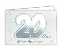 Afie 69-2202 Happy 20th Birthday Card with Musical Notes on White Background 17 x 11.5 cm
