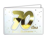 Afie 69-2207 Happy 70th Birthday Card with Gold Glitter Stars on White Background 17 x 11.5 cm