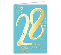 Afie 69-2428 28th Birthday Card in Shiny Gold Embossed Textured for Men and Women - Coloured Text Suitable for Age Inside - Envelope Included - Made in France - ColourAges