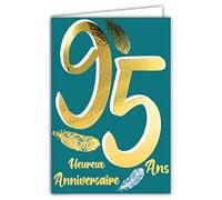 Afie 69-2495 Age 95 Birthday Card in Shiny Gold Embossed Textured for Men and Women - Coloured Text Suitable for Age Inside - Envelope Included - Made in France - ColourAges