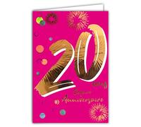 Afie 69-2620 20th Birthday Card in Shiny Gold Embossed Textured Embossed for Women - Coloured Text Suitable for Age Inside - Envelope Included - Made in France - ColourAges
