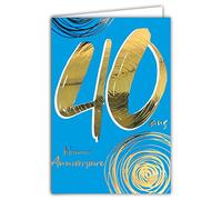 Afie 69-2640 40th Birthday Card in Shiny Gold Embossed Textured for Men and Women - Coloured Text Suitable for Age Inside - Envelope Included - Made in France - ColourAges