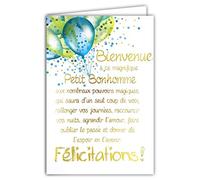 Afie 69-3050 Congratulations Card for Newborn Baby Boy Girl Words in Gold Plated with Matching Colour Envelope Closed Card Size 11.5 x 17 cm Made in France
