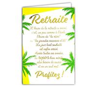 Afie 69-3057 Depart en Retirement Card with Large Text in Gold-Plated with Matching Envelope Closed Card Size 11.5 x 17 cm Made in France