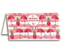 Afie 69-4204 Card Happy Birthday Glitter Pink Flamingo Animal Flying Butterfly Fashion Pineapple Vitamins Energy Burst Design Stripes Stripes Paint Graphic Style