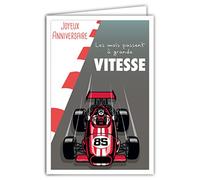 Afie 69-4324 Happy Birthday Card with Envelope - Mini Poster 17 x 11.5 cm - Retro Vintage Car