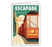 Afie 69-4328 Happy Birthday Card with Envelope - Mini Poster 17 x 11.5 cm - Urban Escape City Travel Retro Vintage