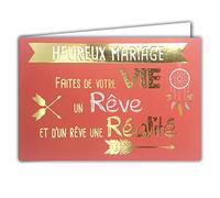 Afie 69-5088 Happy Wedding Card in Shiny Gold Delivered with Envelope Card Format Closed 17 x 11.5 cm