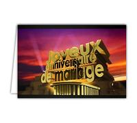 Afie 69-5147 Wedding Anniversary Card Romantic Film Sunset Congratulations Text Shiny Gold Letters Horizontal Format with White Envelope 17.5 x 12 cm