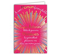 Afie 69-7094 Formable Mum Card Super Heroine Magic Powers in Gold Shiny with Envelope - Closed Size 115 x 170 mm - Made in France, Pink, Women