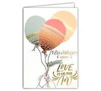 Afie 69-7097 Congratulations to You 2 Love is in the Air Bonheur Chic Gold Shiny Chic Envelope Included - Made in France - Release Balloons - PACS Wedding Ceremony - Housewarming