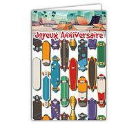 Afie 69-8036 Happy Birthday Card Skateboards Skatepark Design with Envelope Format 12 x 17.5 cm 300 g Paper from sustainable forests. Made in France