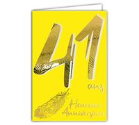 AFIE ColorAges 69-2441 41st Birthday Card in Shiny Gold Textured Embossed for Men and Women - Coloured Text Suitable for Age Inside - Envelope Included - Made in France - ColorAges 69-2441