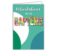 Afie Congratulations Card for Your Christening - Boy Girl - Unisex with Envelope - Size 12 x 17.5 cm - 300 g Paper from sustainable forests - Made in France - Life in Colours - 69-8008
