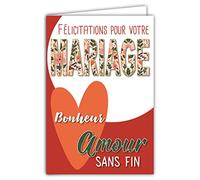 Afie Congratulations Wedding Gift Card for All Couples Love Happiness Heart with Envelope Format 12 x 17.5 cm 300 g Paper from sustainable forests Glossy Made in France 69-8011