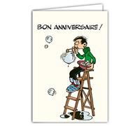 Afie GLCT-0187 Happy Birthday Card Gaston Lagaffe Vintage Origin Soap Bubbles Comic Funny Belgian Humour Character Gag Gaffes Franquin