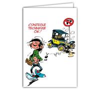 Afie GLCT-0244 Gaston Lagaffe Happy Birthday Card 1 Year More Car Fiat 509 Humour - Closed Format 17 x 11.5 cm with Illustrated Envelope Included - Made in France