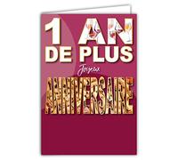 Afie Happy Birthday Card 1 Year Plus Man Woman Wine Stoppers with Envelope Format 12 x 17.5 cm Paper 300 g from sustainable forests Glossy Made in France Life in Colours 69-8005