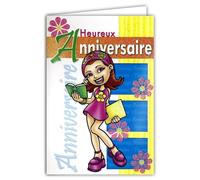 AFIE Happy Birthday Card for Girls with Glitter and Envelope 12 x 17.5 cm Illustration for Teenage Girl Reading Flowers 900038