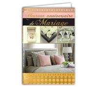 AFIE Happy Wedding Anniversary Card in Gold Gold Congratulations Wedding Couple Lovers Romantic Considerate Wedding Rings Pink White Envelope 12 x 17.5 cm 63-1012-A