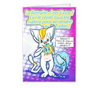 Afie maxicha-005 Large Maxi A4 Card Leaving Retirement - Cat Fish Shark Rest