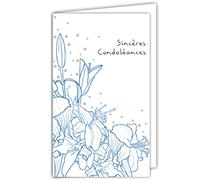 AFIE Sincere Condolence Card Small Grey Decage Bereavement Peace Landscape Sun Sleeping Flowers Hands Peace Water Lake Grass Made in France