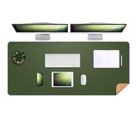 AFIING Large Desk Mat, 47.2" x 17", Military Green | Dual-Sided Natural Cork & PU Leather, Non-Slip, Waterproof, for Office, Home & Gaming