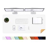 AFIING Large Desk Mat, 55" x 17", White | Dual-Sided Natural Cork & PU Leather, Non-Slip, Waterproof, for Office, Home & Gaming