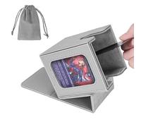 AFIING MTG Deck Box for Commander Display,Card Deck Box Fits 100 Double Sleeved Cards, Magic Commander TCG Card Storage Box with 2 Dividers,Drawstring Bag and 1 Toploader(Silver/grey)