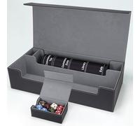 AFIING Mtg Deck Box Holds 5 Display Card Deck Boxes with Mtg Playmat & Dice Box,10 Dividers,1Card supporter, Trading Card Storage Box for Magic Yugioh Sports Cards (Black &Grey)