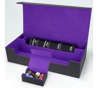 AFIING Mtg Deck Box Holds 5 Display Card Deck Boxes with Mtg Playmat & Dice Box,10 Dividers,1Card supporter, Trading Card Storage Box for Magic Yugioh Sports Cards (Black &Purple)