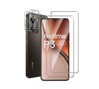 Afikyutu Screen Protector for Realme P3, 2 Pieces Tempered Glass + 2 Camera Lens Protector, Anti-Scratch, Easy to Install, 9H Hardness Tempered Glass