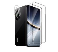 Afikyutu Screen Protector for Xiaomi Poco F7 5G for Tempered Glass, Pack of 2 Screen Protectors with 2 Camera Protection, 9H Hardness Screen Protector, HD Tempered Glass Screen Protector Anti-Scratch