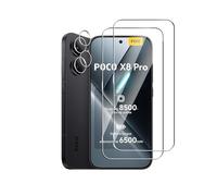 Afikyutu Screen Protector for Xiaomi Poco X8 Pro 5G for Tempered Glass, Pack of 2 Screen Protectors with 2 Camera Protection, 9H Hardness Screen Protector, 9 HD Tempered Glass Screen Protector