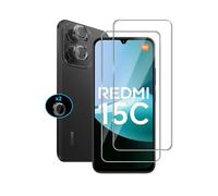 Afikyutu Screen Protector for Xiaomi Redmi 15C 4G for Tempered Glass, Pack of 2 Screen Protectors with 1 Piece Camera Protection, 9H Hardness Screen Protector, HD Tempered Glass Screen Protector
