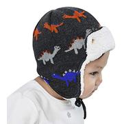 Afinder Toddler Girls Boys Cartoon Anamal Knitted Ushanka Russian Hat with Ear Flap Winter Cozy Fleece Full Hood Hat Skull Cap Earflap Trapper Hats, Xmas Gift, 1-3 Yrs, Deep Grey