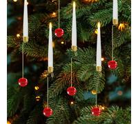 AFINETH Christmas Tree Candles With Remote - Battery Operated LED Lights With Red Crystal Ball Hooks for Xmas Decoration - Flickering Candle Sticks for Home, Party - 12 Pack