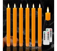 AFINETH Orange Flameless Taper Candles, 9.6" Fall Candles with Remote, Real Wax Battery Operated Candles Flickering, Flameless Led Candles for Fall, Thanksgiving, Harvest, Halloween Decor, 6 Pack
