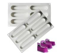 AFINSEA 3D Ellipse Silicone Molds Baking Mold for Mousse Cake, Silicone Mold for Baking Cakes, French Dessert Mold for Pastry Chocolate,Jelly(8-Cavity)