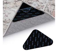 AFIODA 16 Pcs Anti-Slip Rug Grippers for Carpet, Black Rounded-Triangle Reusable & Washable Anti Curling Rug Pads, Non-Slip Underlay Stickers for Wooden, Laminate, Tile, Marble & Hard Floors