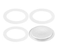 AFIODA 4PCS Gasket for 6 Cup Espresso Maker, Moka Pot Replacement Parts Set with 3 Food Grade Silicone Seals and 1 Filter, Compatible with Bialetti Moka Express Aluminium Stovetop Coffee Maker