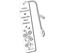 AFIODA Happy Retirement Bookmark, Meaningful Retirement Gifts for Women and Men 2025, Stainless Steel Book Mark for Teacher Friend Coworker Boss, Enjoy The Next Chapter Keepsake Present with Gift Box
