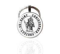 AFIODA St Christopher Keyring for Safe Travels - Patron Saint of Travelers Medal - Catholic Protection Keychain for New Driver, Graduation Gift - Religious Good Luck Key Ring for Men & Women