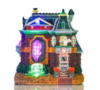 Afirst Halloween Decorations Halloween Village Indoor Spooky Town Black Raven Manor Musical Village Building with Skull Pumpkin Motion and Sound for Indoor Party Decor