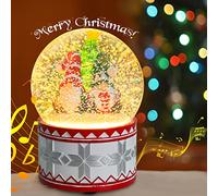 Afirst Musical Christmas Snow Globe - Gnomes with 8 Songs, Color Changing, Battery Operated Music Box for Christmas Home Decor and Gift