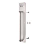 Afit Aluminium Pull Handle On Plate Engraved Pull 425 X 75mm Satin Aluminium